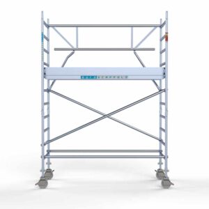 Standaard rolsteiger 90x250x4,2m werkhoogte enkele voorloopleuning