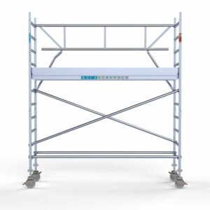 Standaard rolsteiger 75x305x4,2m werkhoogte enkele voorloopleuning