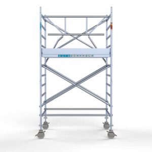Standaard rolsteiger 135x190x4,2m werkhoogte enkele voorloopleuning
