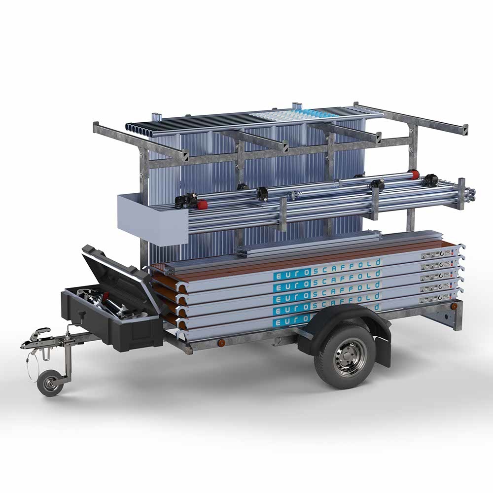 Steigeraanhanger 250 + Ext. Standaard rolsteiger carbon vloer 135x250x8,2m werkhoogte