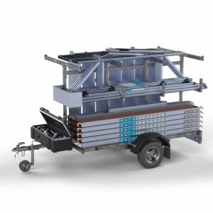 Steigeraanhanger 250 + Euro rolsteiger 135x250x13,2m werkhoogte enkele voorloopleuning