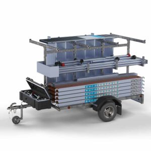 Steigeraanhanger 250 + Ext. Standaard rolsteiger 135x250x10,2m werkhoogte dubbele voorloopleuning