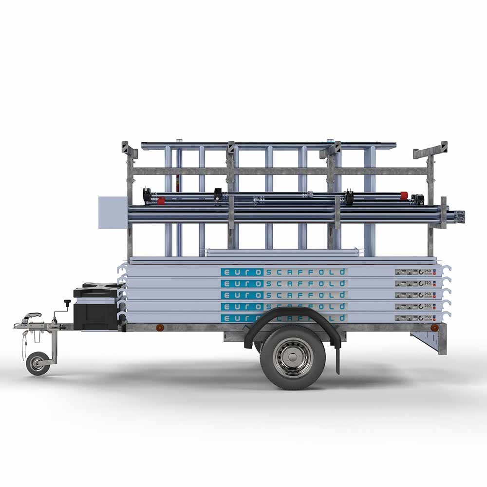 Steigeraanhanger 250 + Ext. Standaard rolsteiger carbon vloer 135x250x8,2m werkhoogte - Afbeelding 3