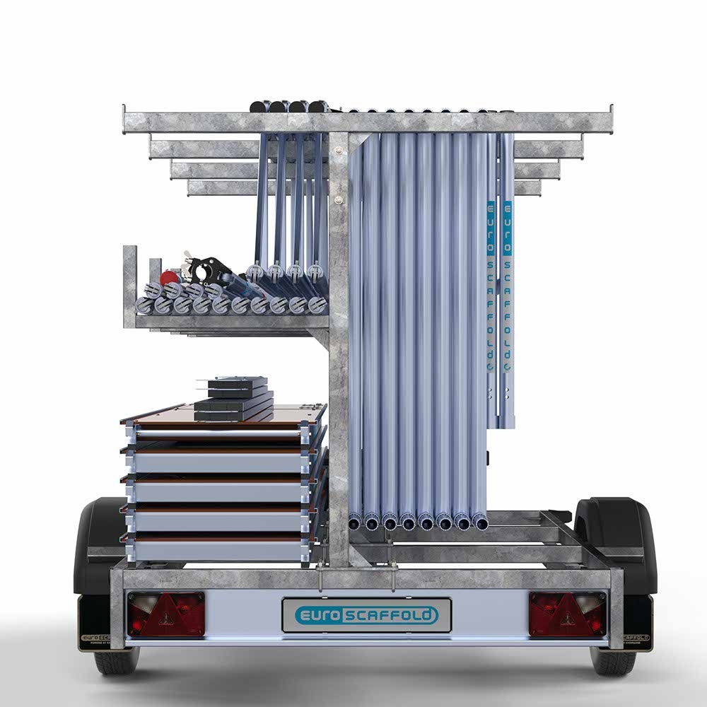 Steigeraanhanger 250 + Euro rolsteiger carbon vloer 135x250x12,2m werkhoogte enkele voorloopleuning - Afbeelding 2