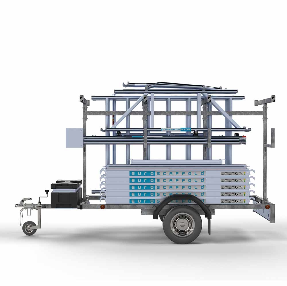 Steigeraanhanger 250 + Ext. Standaard rolsteiger 135x190x7,2m werkhoogte dubbele voorloopleuning - Afbeelding 2