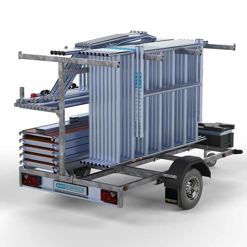 Steigeraanhanger 250 + Euro rolsteiger carbon vloer 135x250x12,2m werkhoogte enkele voorloopleuning - Afbeelding 3