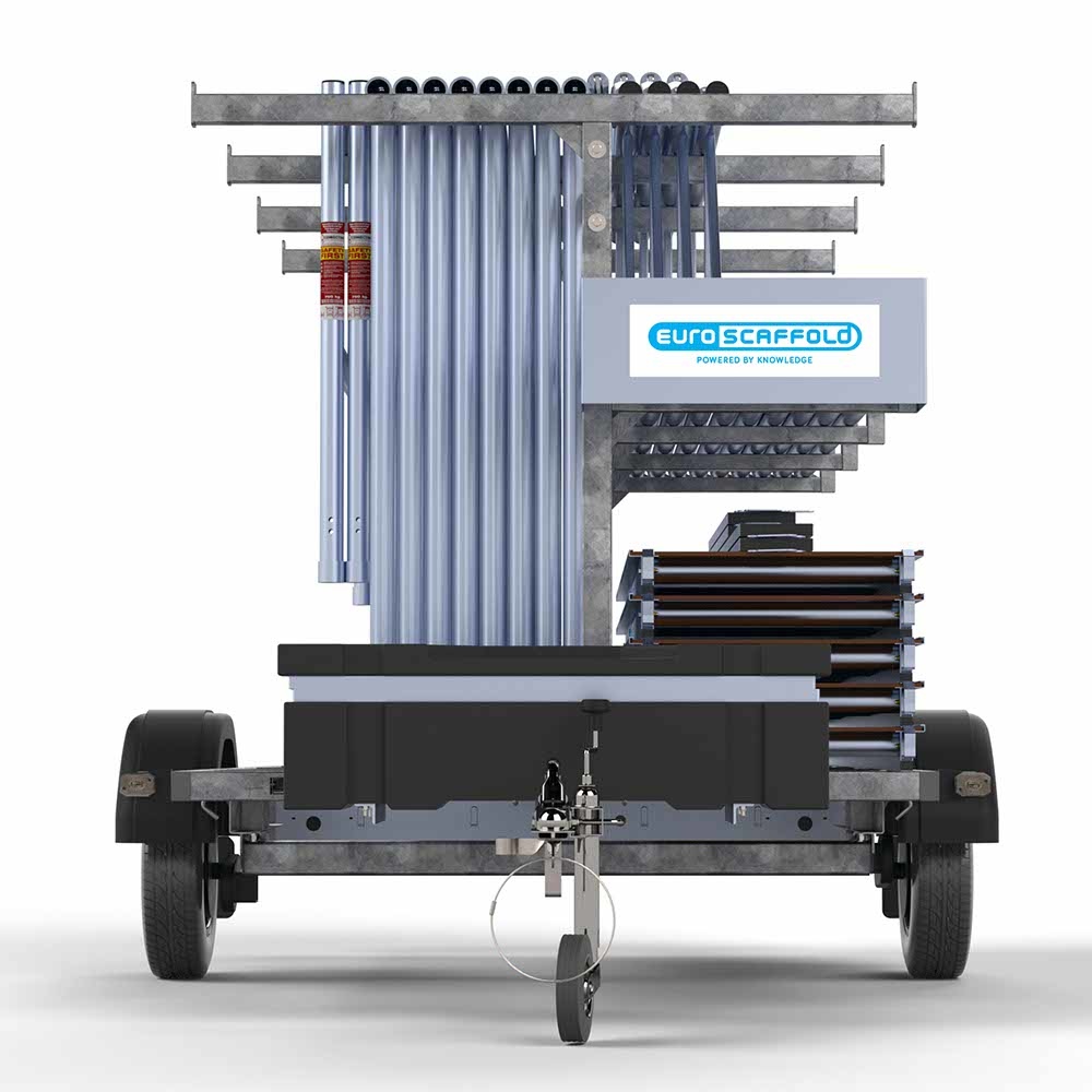 Steigeraanhanger 250 + Euro rolsteiger carbon vloer 135x250x12,2m werkhoogte enkele voorloopleuning - Afbeelding 5